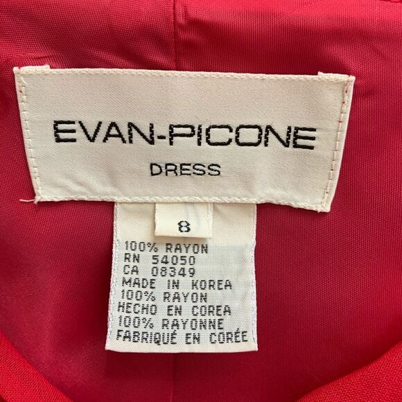 Evan Picone Red Flower Dress Sz 8 - Picture 4 of 4